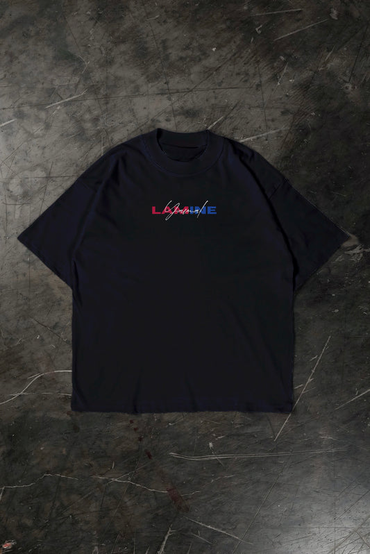 Black t-shirt with Lamine Yamal logo on a textured dark surface