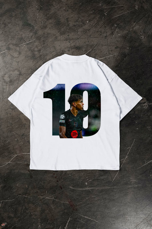 Lamine Yamal T-shirt, white cotton football fan shirt 