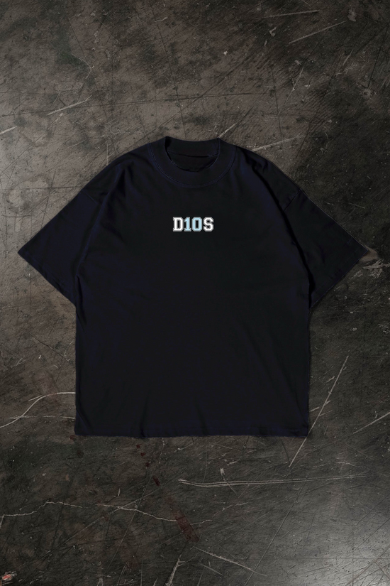 Black t-shirt with 'D10S' logo on a textured dark surface