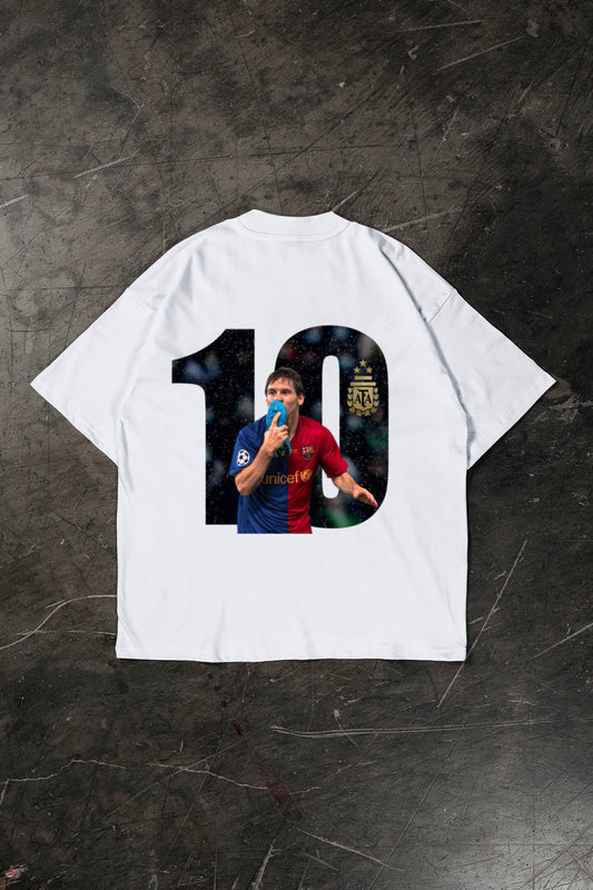 Messi T-shirt, white cotton football fan shirt 