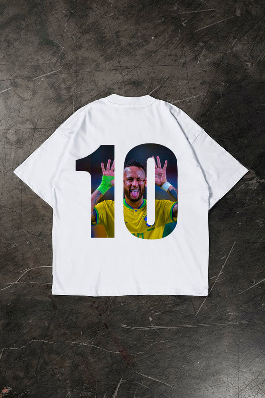 Neymar Jr T-shirt, white cotton football fan shirt 
