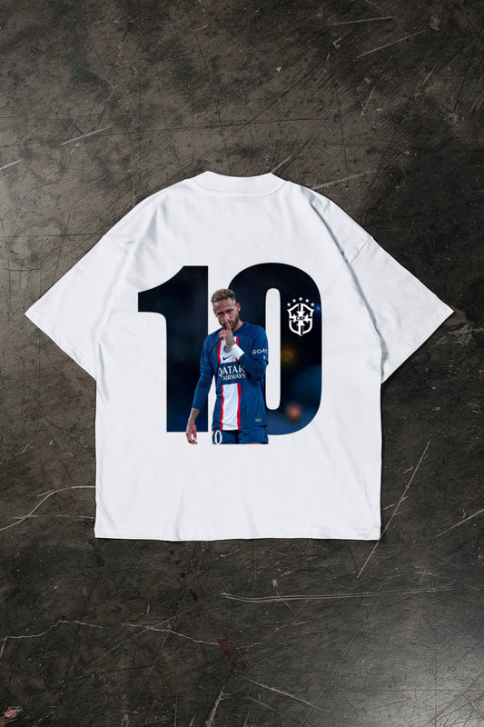 Neymar Jr T-shirt, white cotton football fan shirt 
