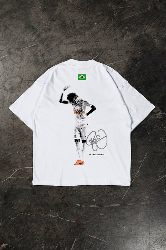 Neymar Jr T-shirt, white cotton football fan shirt
